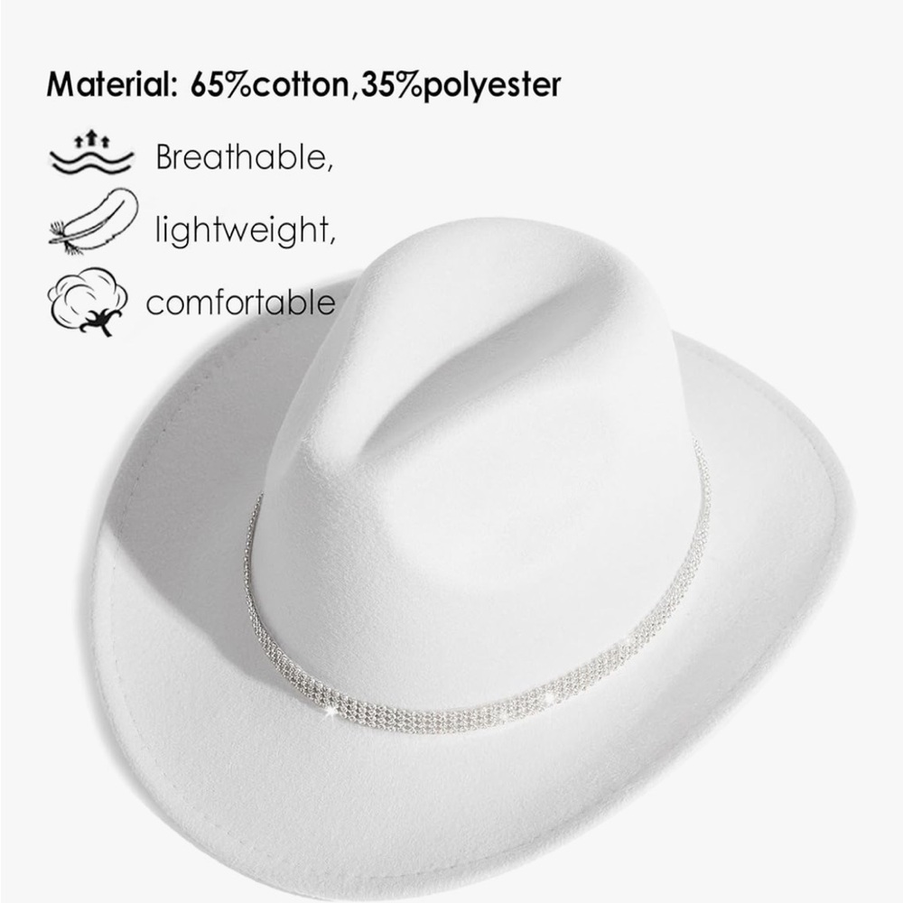 White Jeweled Cowboy Hat - Picture 3 of 5